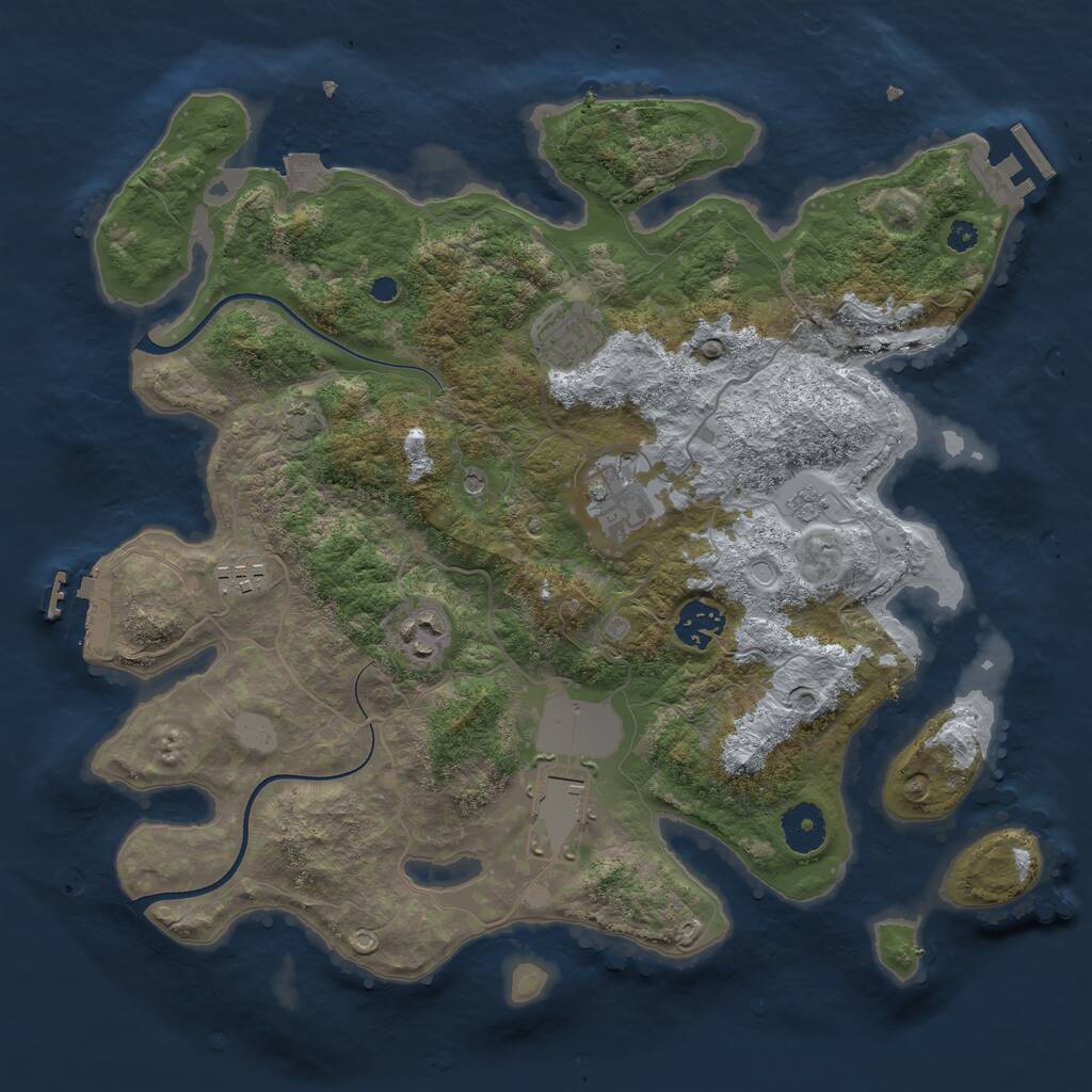 Rust Map: Procedural Map, Size: 3500, Seed: 1354124, 12 Monuments
