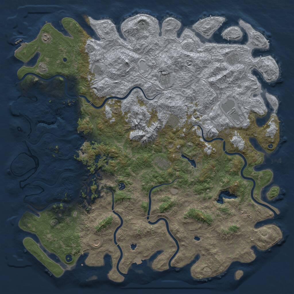 Rust Map: Procedural Map, Size: 6000, Seed: 1408327395, 17 Monuments