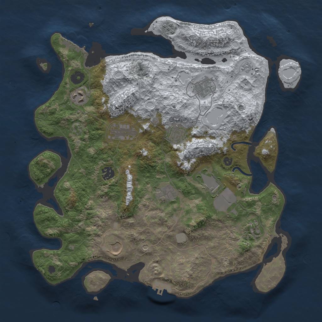 Rust Map: Procedural Map, Size: 3673, Seed: 13825, 19 Monuments