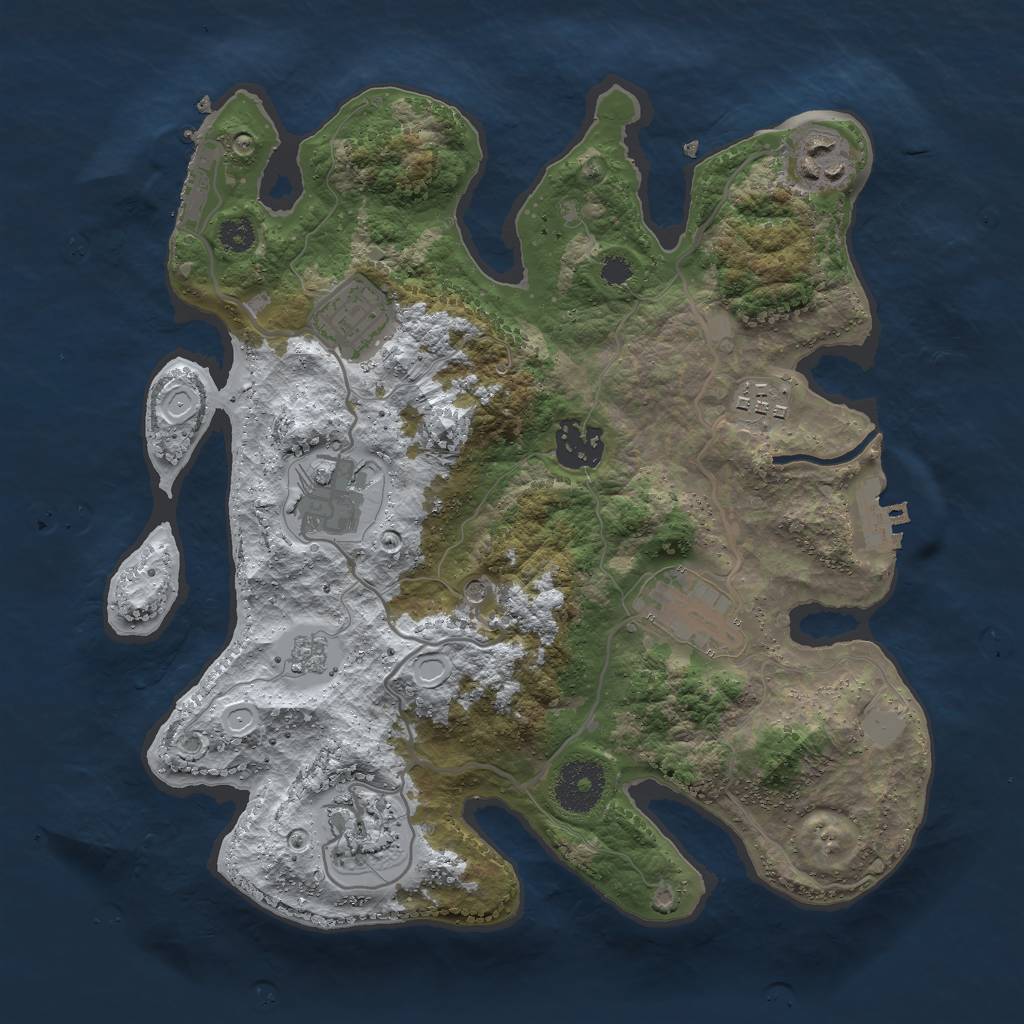 Rust Map: Procedural Map, Size: 3000, Seed: 287906728, 16 Monuments