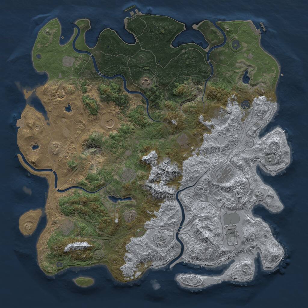 Rust Map: Procedural Map, Size: 5000, Seed: 616, 19 Monuments