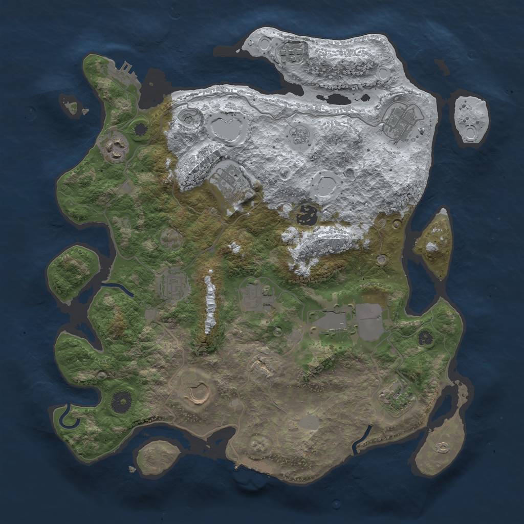 Rust Map: Procedural Map, Size: 3672, Seed: 13825, 19 Monuments