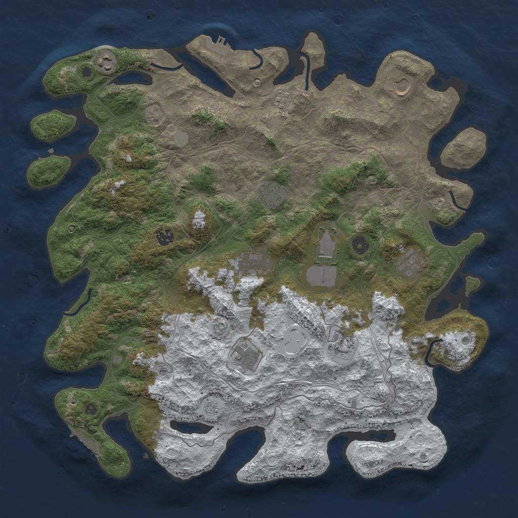 Rust Map: Procedural Map, Size: 4500, Seed: 1844947974, 19 Monuments