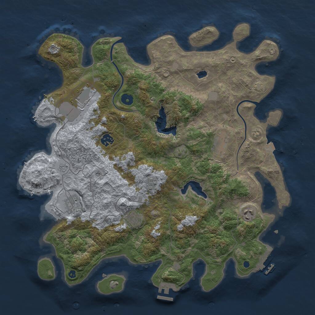 Rust Map: Procedural Map, Size: 4000, Seed: 514601, 13 Monuments