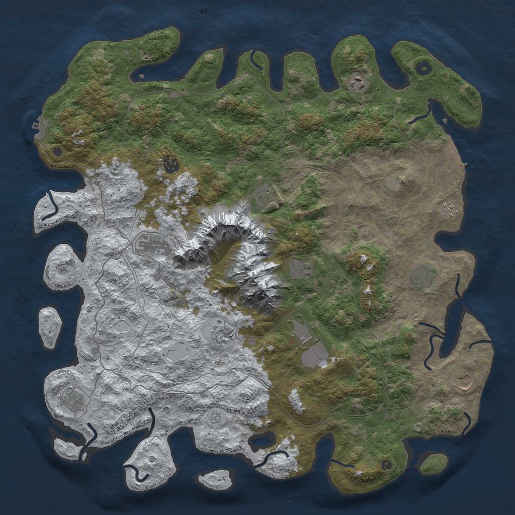 Rust Map: Procedural Map, Size: 5000, Seed: 1762665546, 20 Monuments
