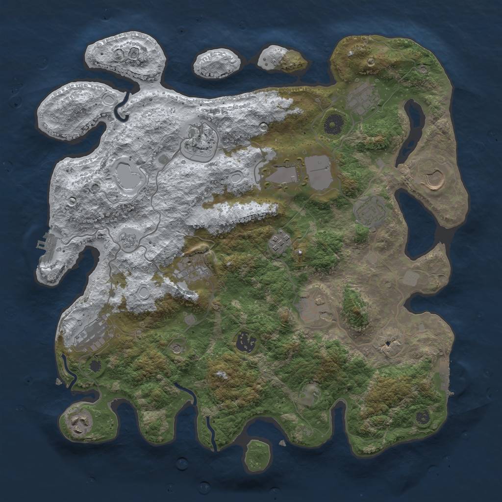 Rust Map: Procedural Map, Size: 3750, Seed: 1893981490, 20 Monuments