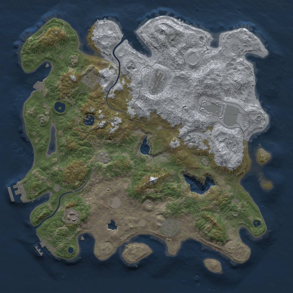 Rust Map: Procedural Map, Size: 4000, Seed: 239871, 14 Monuments
