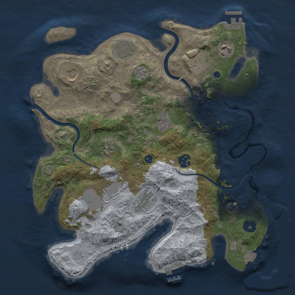 Rust Map: Procedural Map, Size: 3500, Seed: 1216260787, 16 Monuments