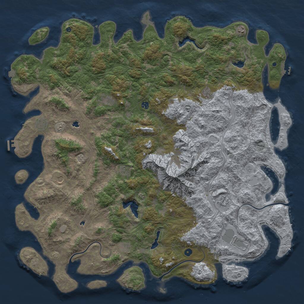 Rust Map: Procedural Map, Size: 6000, Seed: 499642, 17 Monuments
