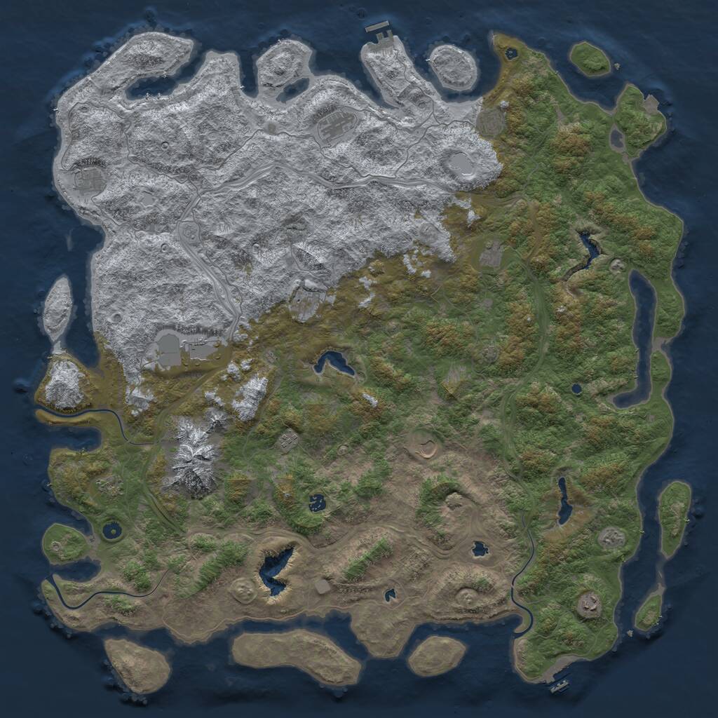 Rust Map: Procedural Map, Size: 6000, Seed: 153304228, 17 Monuments