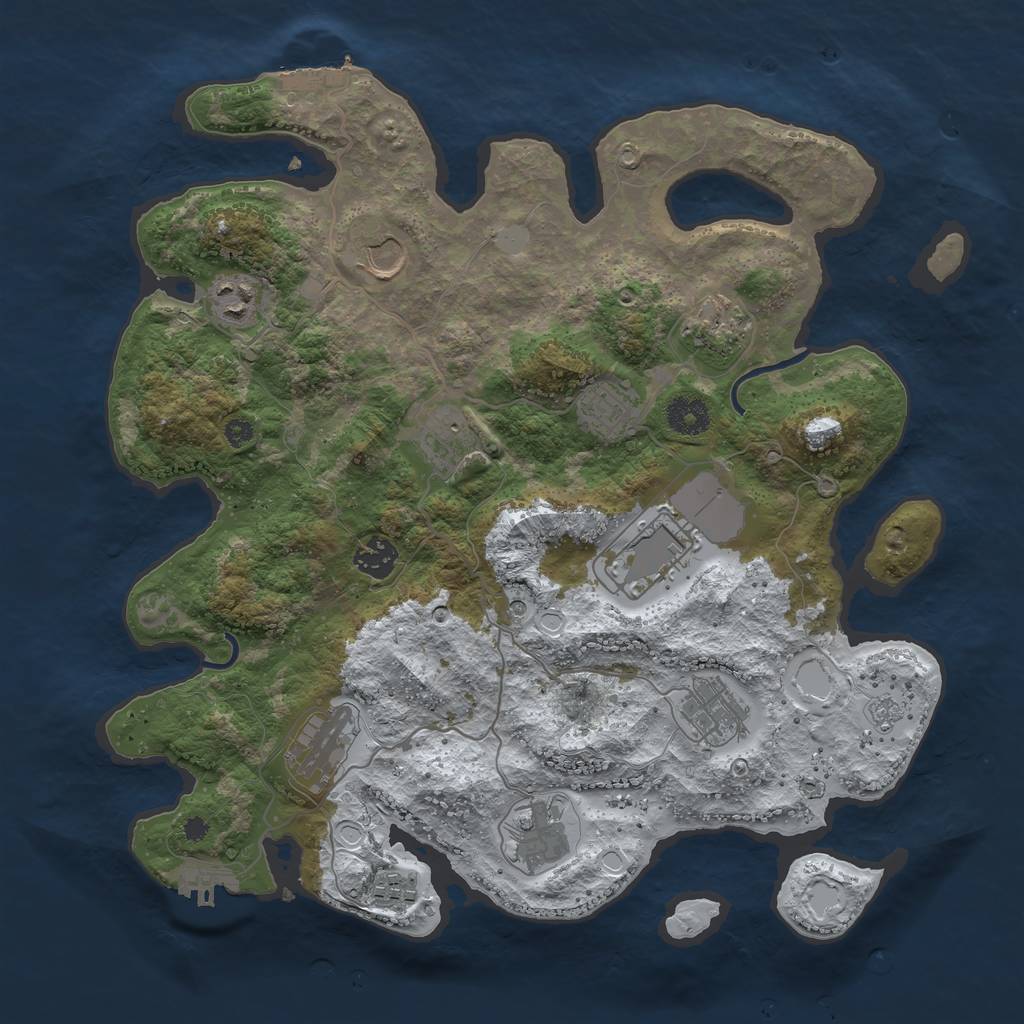 Rust Map: Procedural Map, Size: 3700, Seed: 1077150550, 20 Monuments
