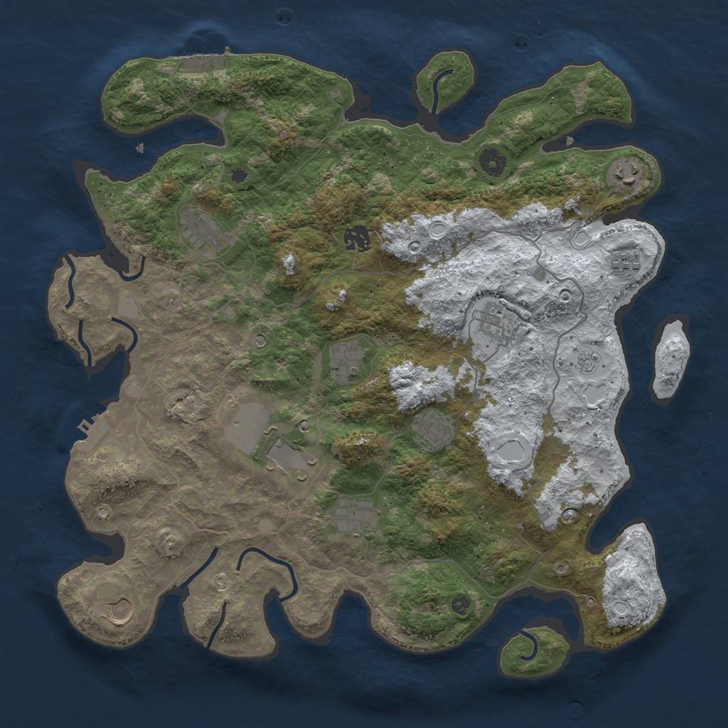 Rust Map: Procedural Map, Size: 4000, Seed: 1684607025, 19 Monuments