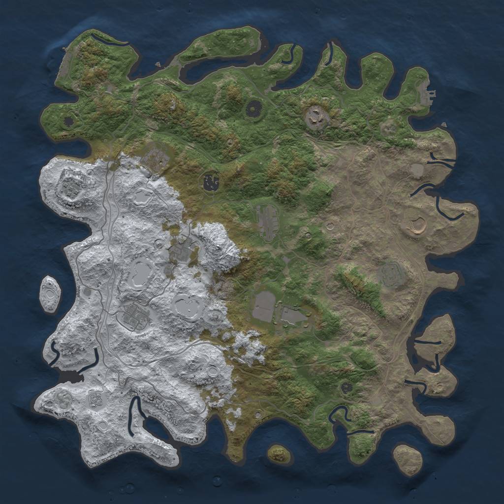 Rust Map: Procedural Map, Size: 4500, Seed: 1518545426, 19 Monuments
