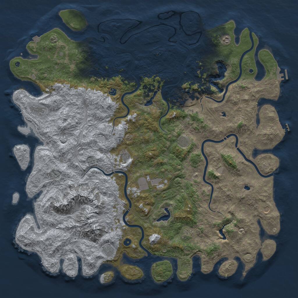 Rust Map: Procedural Map, Size: 6000, Seed: 968634, 17 Monuments