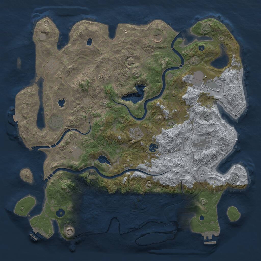 Rust Map: Procedural Map, Size: 4500, Seed: 1083784017, 17 Monuments