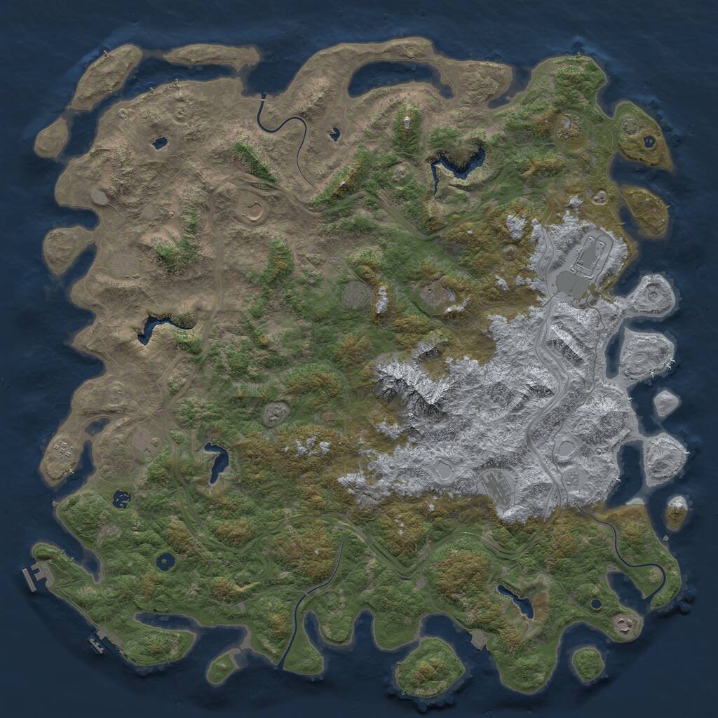Rust Map: Procedural Map, Size: 6000, Seed: 662029, 17 Monuments