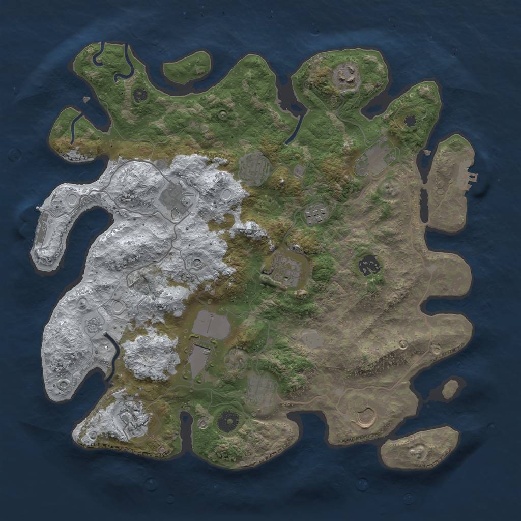 Rust Map: Procedural Map, Size: 3750, Seed: 235992808, 20 Monuments