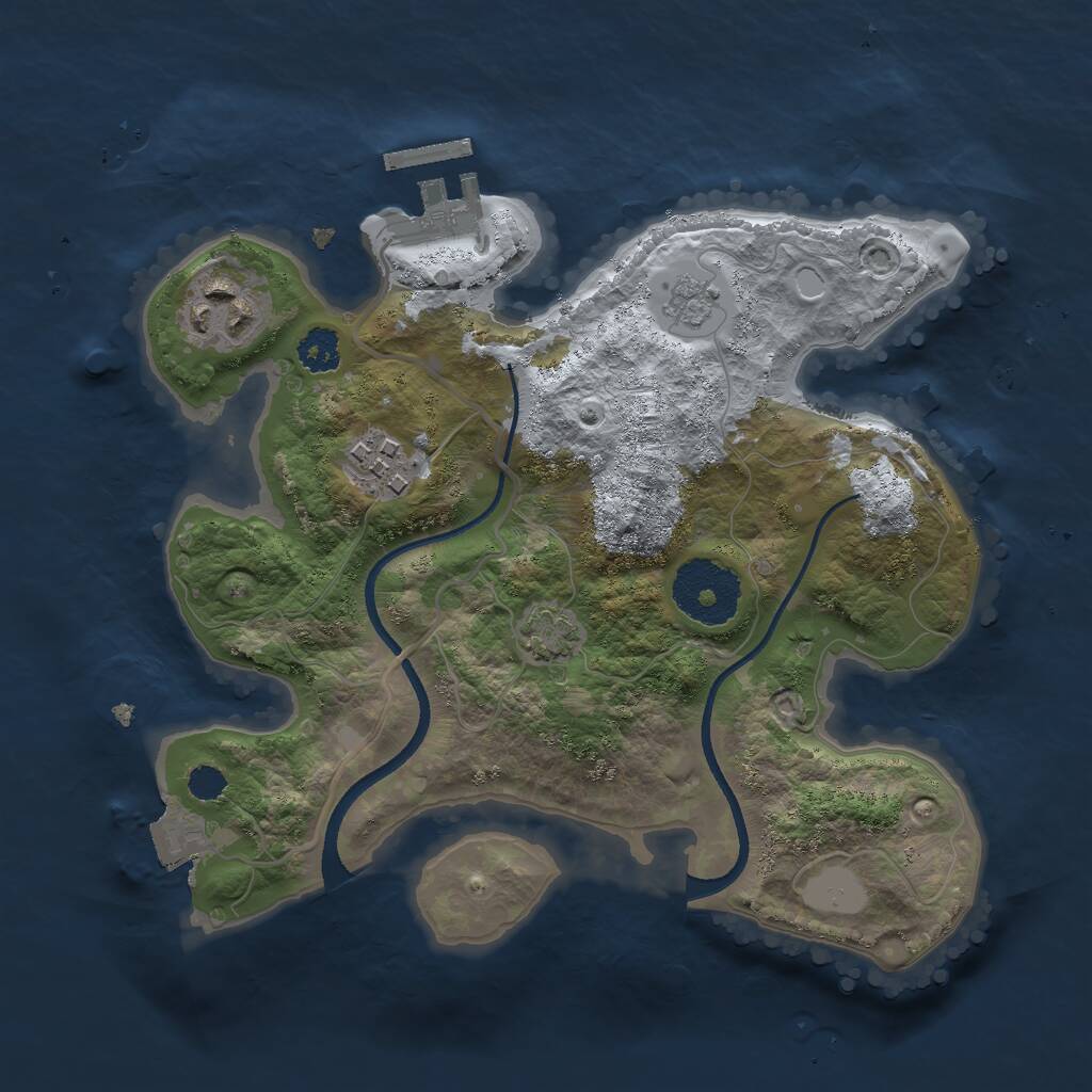 Rust Map: Procedural Map, Size: 2490, Seed: 13825, 6 Monuments