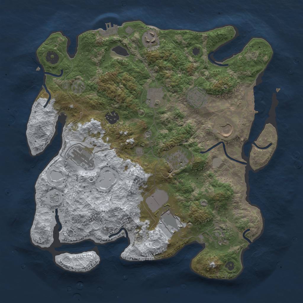 Rust Map: Procedural Map, Size: 3500, Seed: 18263, 18 Monuments