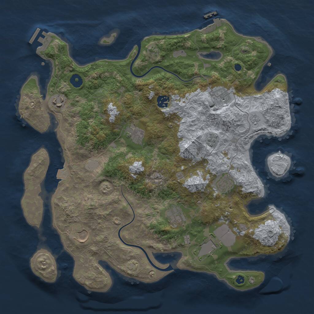 Rust Map: Procedural Map, Size: 3700, Seed: 1461546372, 14 Monuments
