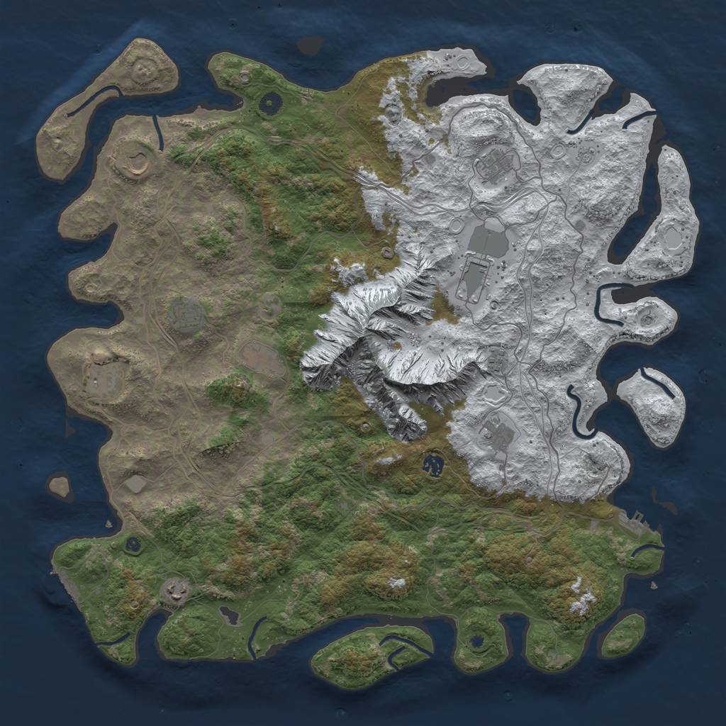 Rust Map: Procedural Map, Size: 5000, Seed: 121212121, 19 Monuments