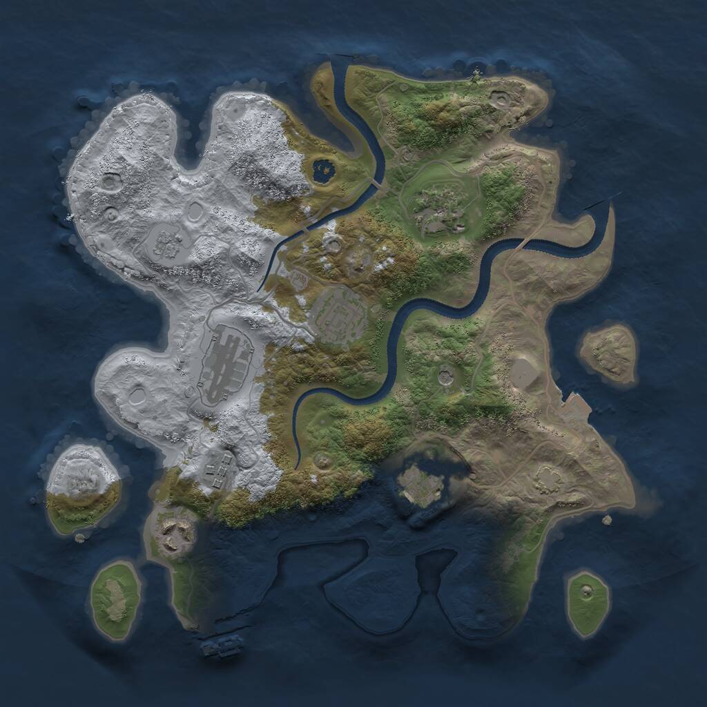 Rust Map: Procedural Map, Size: 3000, Seed: 1856, 11 Monuments