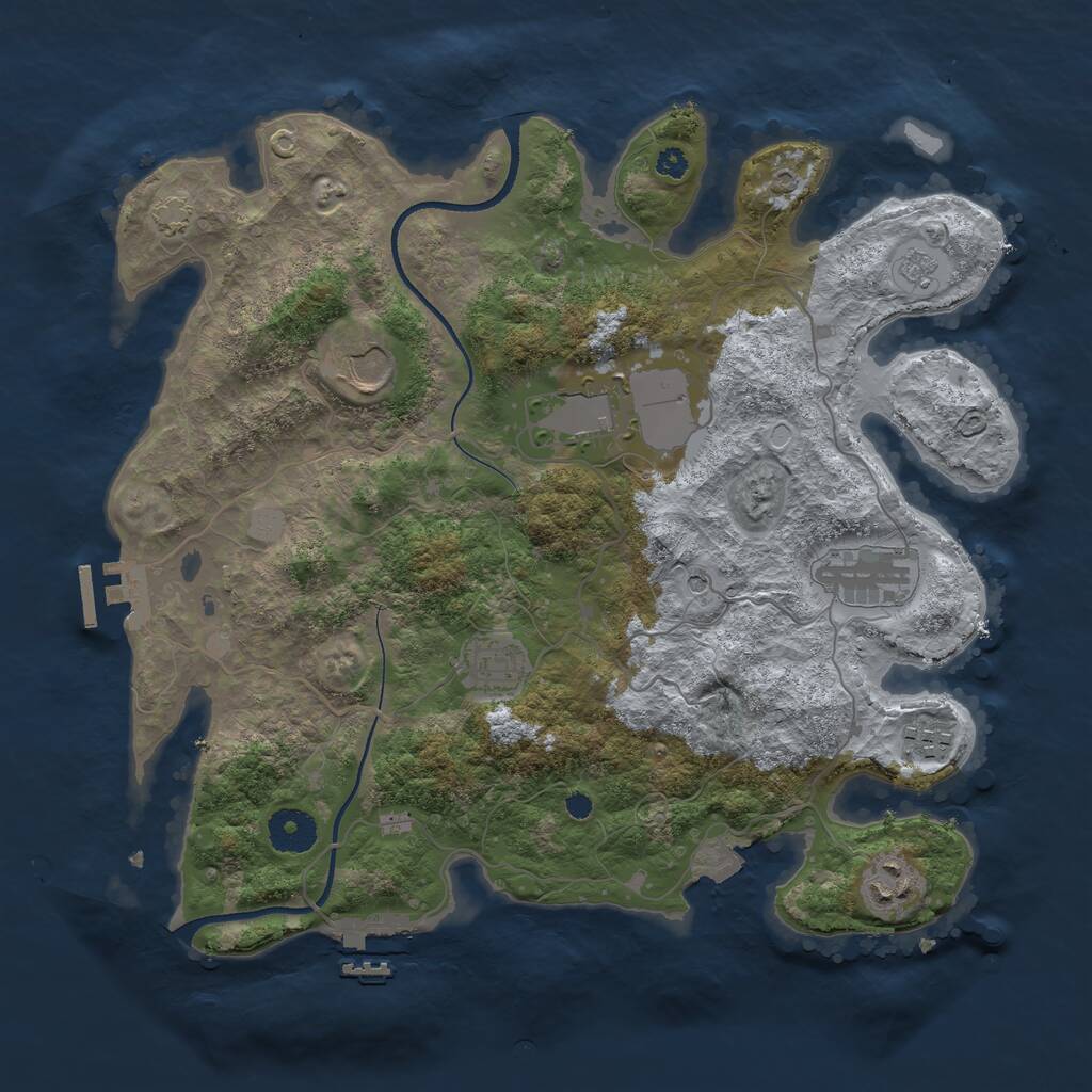 Rust Map: Procedural Map, Size: 3500, Seed: 623424, 12 Monuments