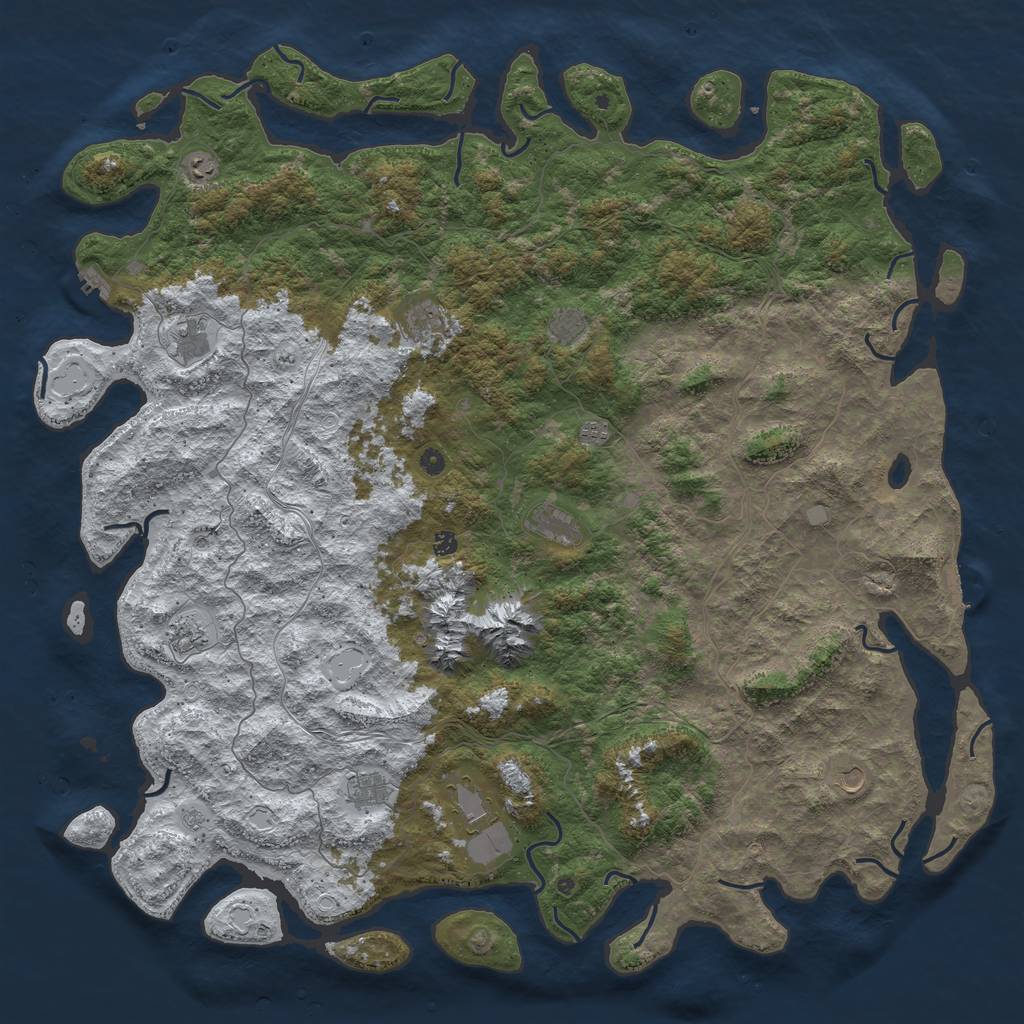Rust Map: Procedural Map, Size: 6000, Seed: 828663, 20 Monuments