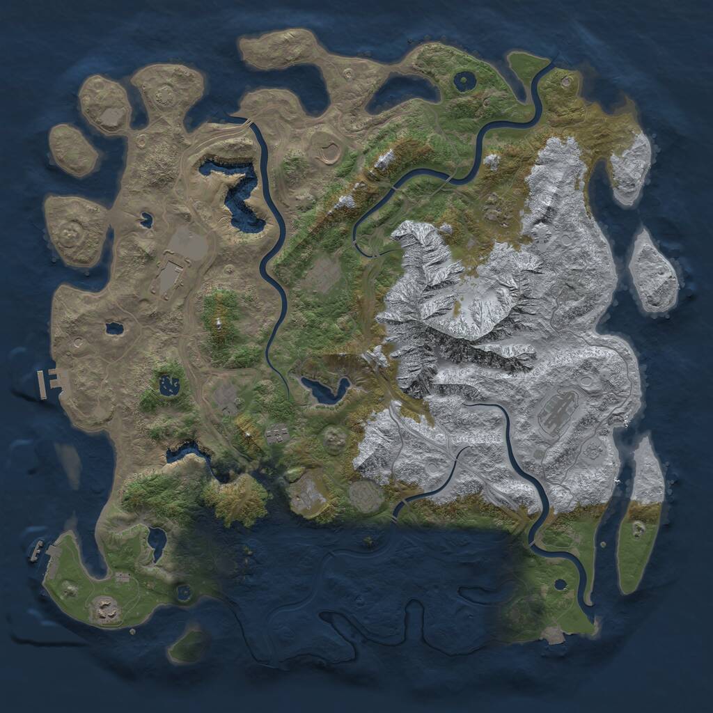 Rust Map: Procedural Map, Size: 5000, Seed: 1873, 17 Monuments