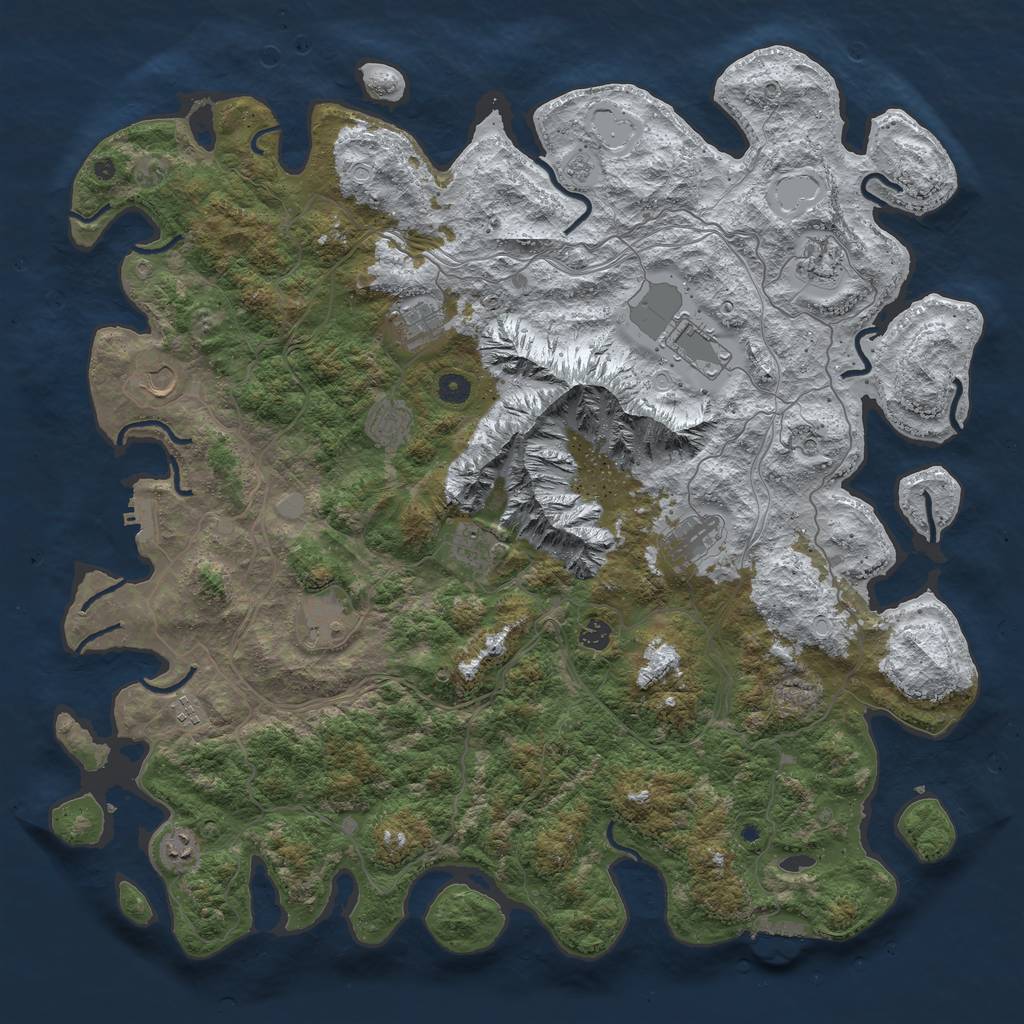 Rust Map: Procedural Map, Size: 5000, Seed: 777291445, 20 Monuments
