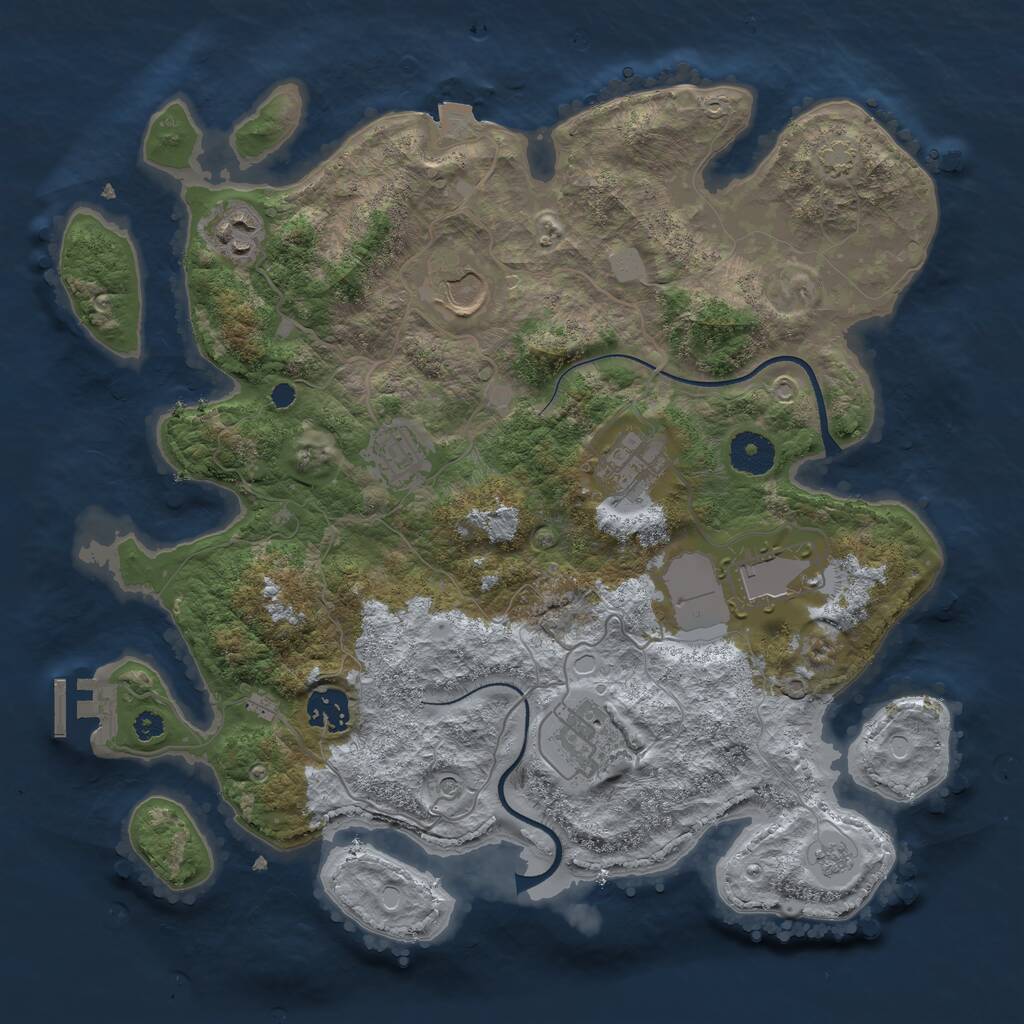 Rust Map: Procedural Map, Size: 3500, Seed: 546622415, 12 Monuments
