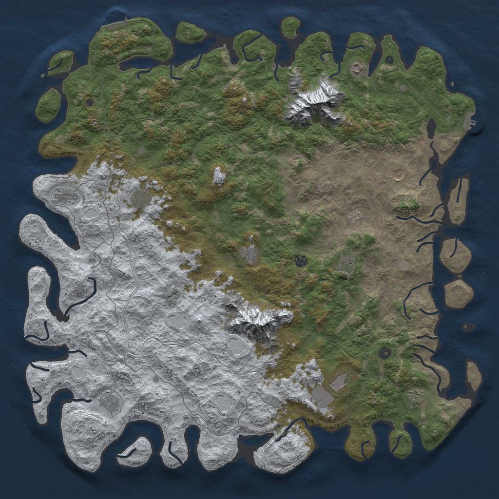 Rust Map: Procedural Map, Size: 6000, Seed: 1344113557, 20 Monuments