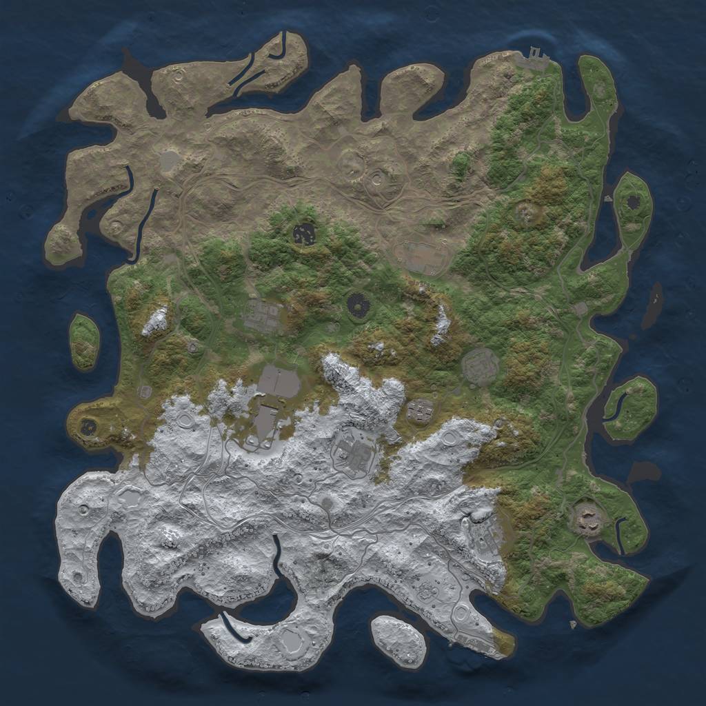 Rust Map: Procedural Map, Size: 4500, Seed: 151235679, 18 Monuments