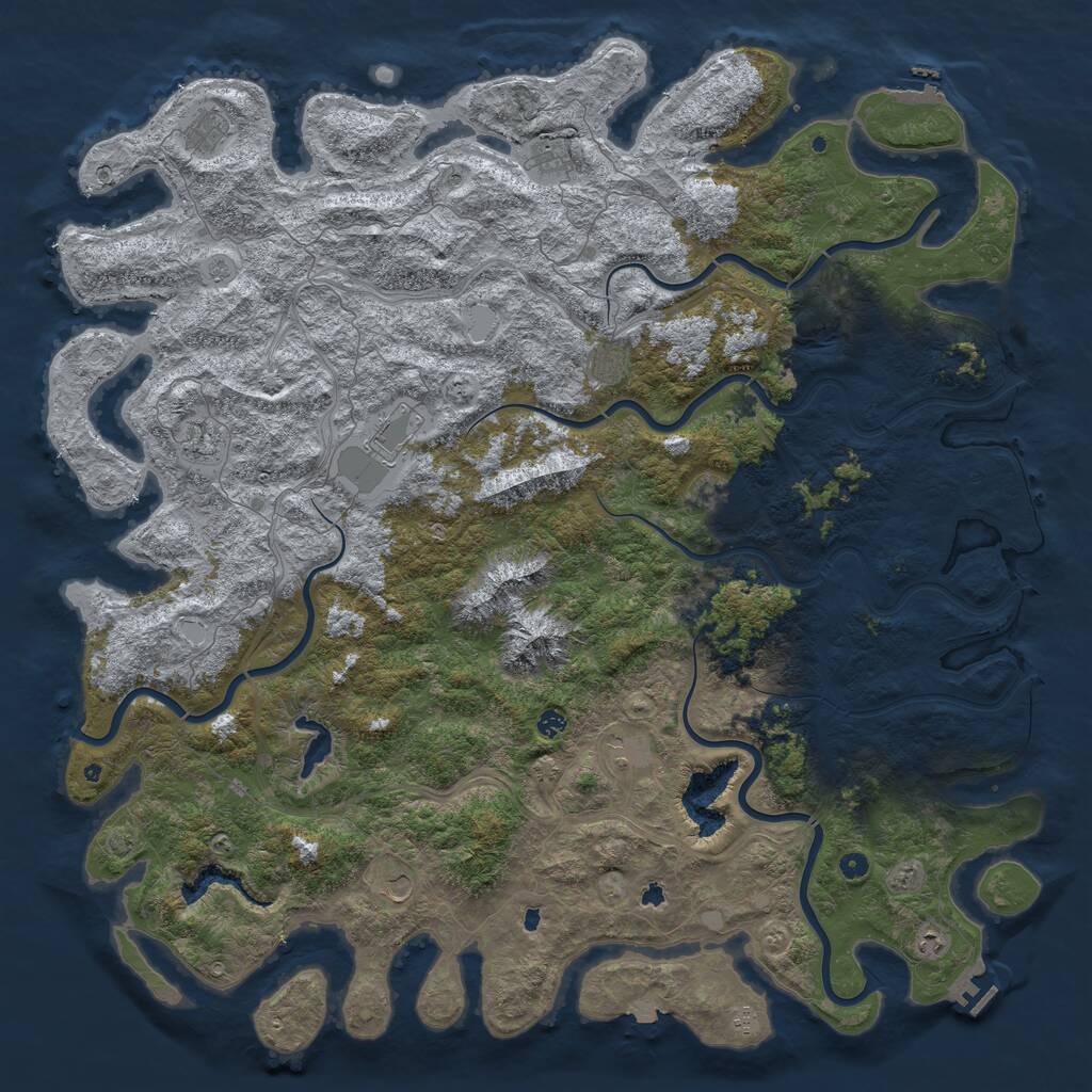 Rust Map: Procedural Map, Size: 6000, Seed: 2132079659, 17 Monuments