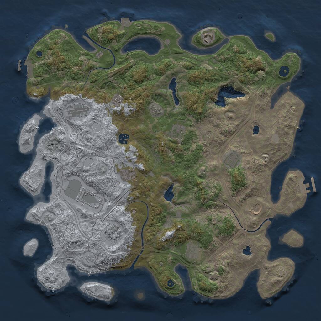 Rust Map: Procedural Map, Size: 4500, Seed: 925452136, 17 Monuments