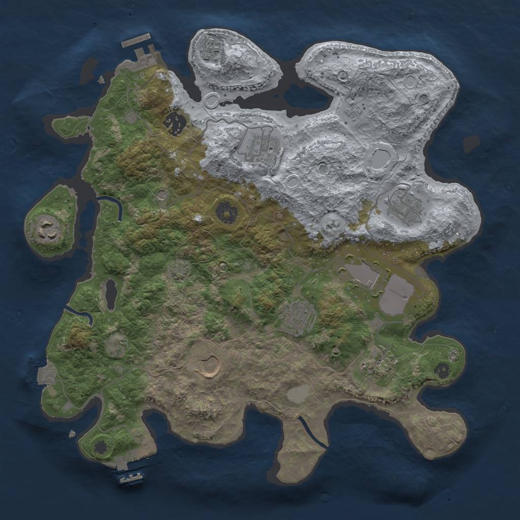 Rust Map: Procedural Map, Size: 3500, Seed: 127539925, 17 Monuments