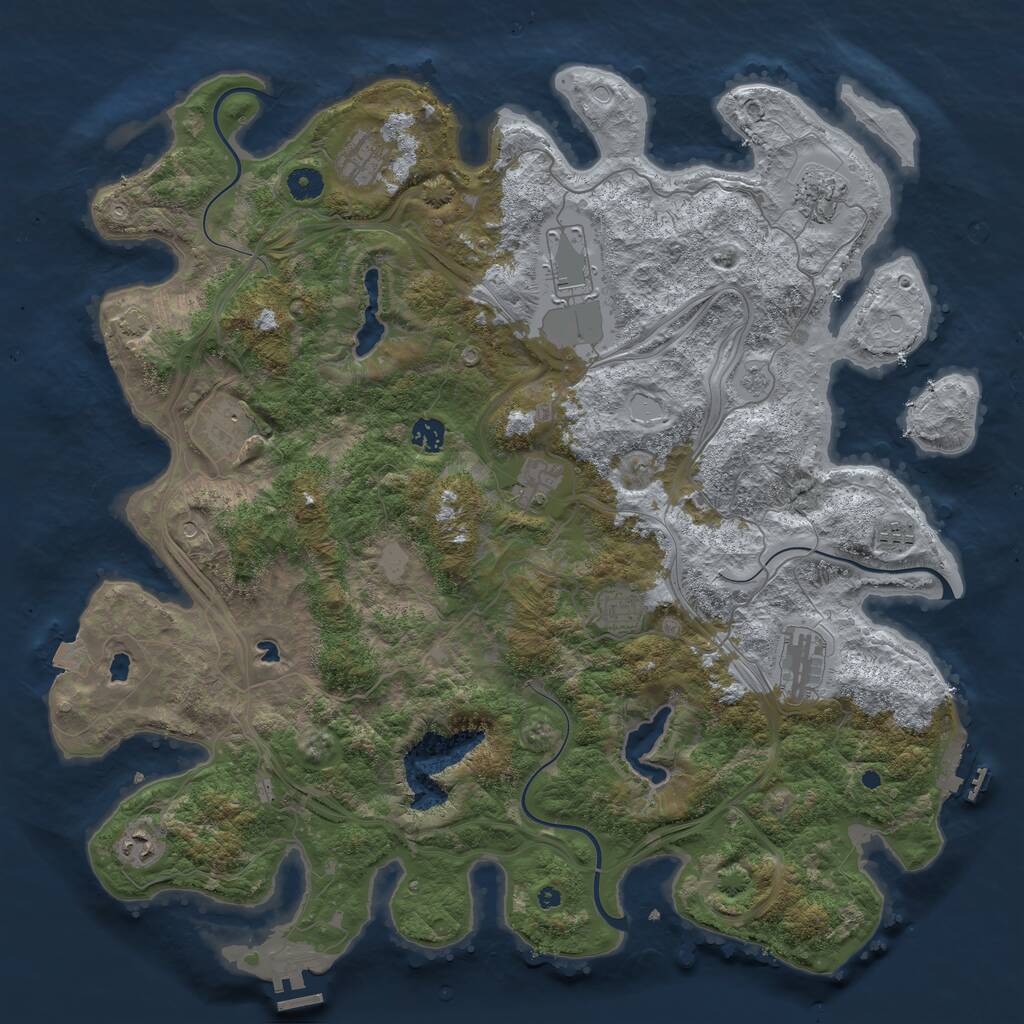 Rust Map: Procedural Map, Size: 4500, Seed: 304091985, 16 Monuments