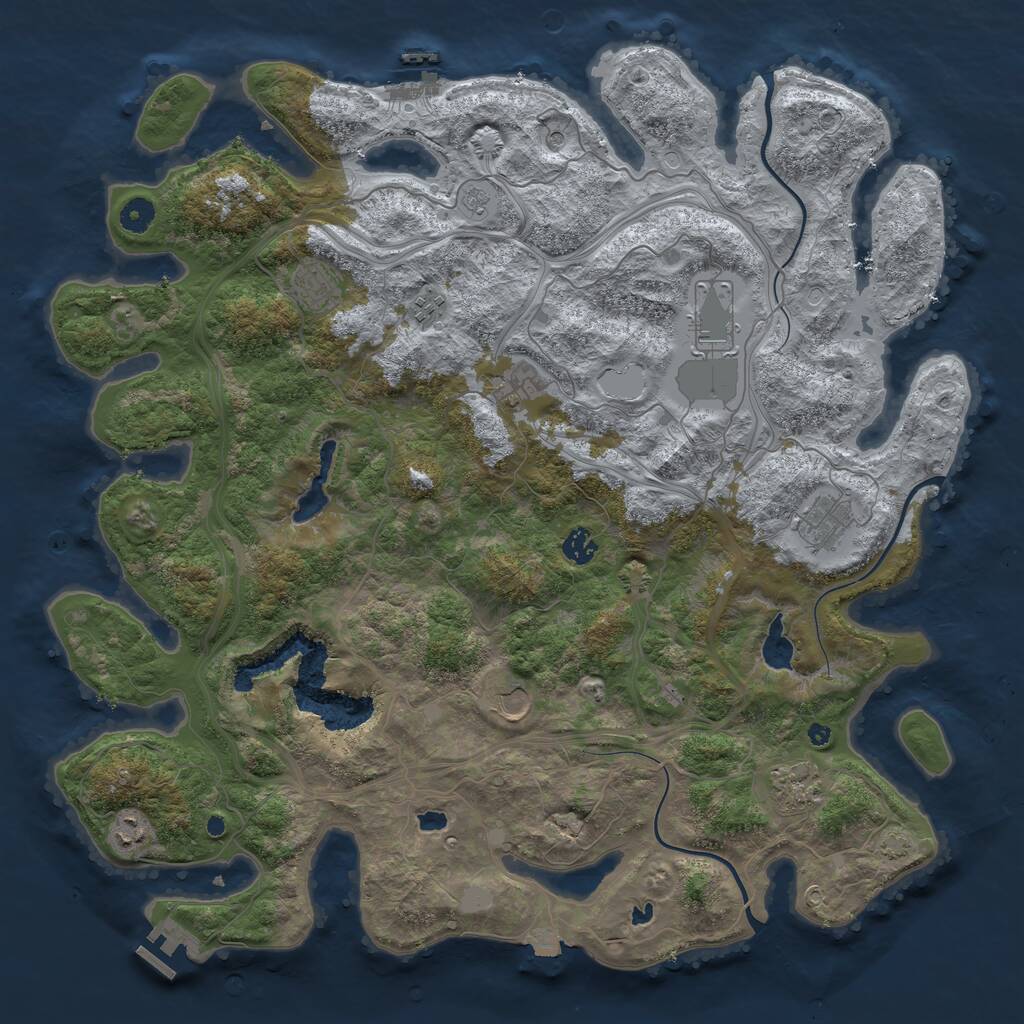 Rust Map: Procedural Map, Size: 4500, Seed: 1842619023, 15 Monuments