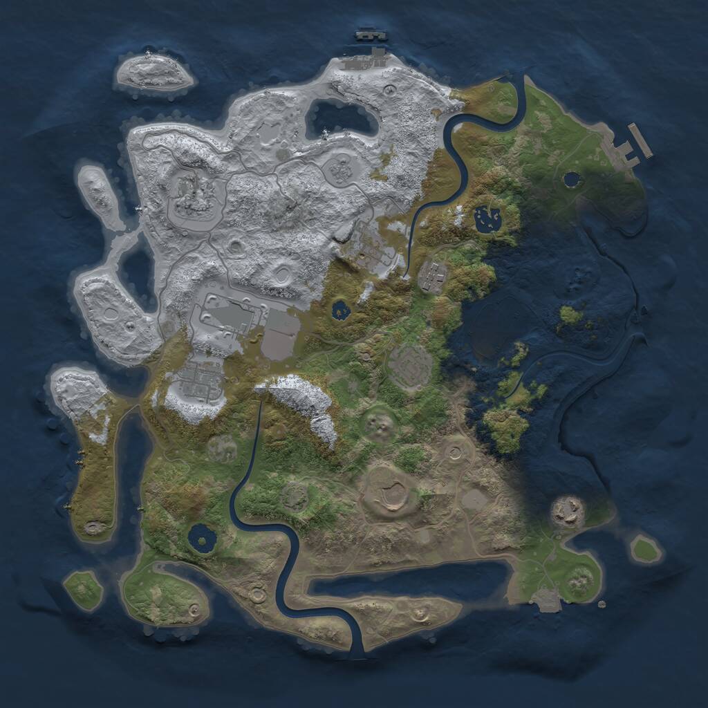 Rust Map: Procedural Map, Size: 3750, Seed: 1893351319, 16 Monuments