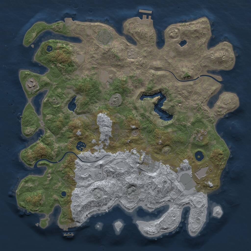 Rust Map: Procedural Map, Size: 4000, Seed: 87516, 14 Monuments