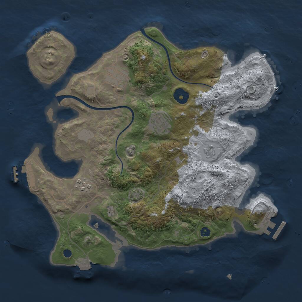 Rust Map: Procedural Map, Size: 3000, Seed: 14715, 8 Monuments