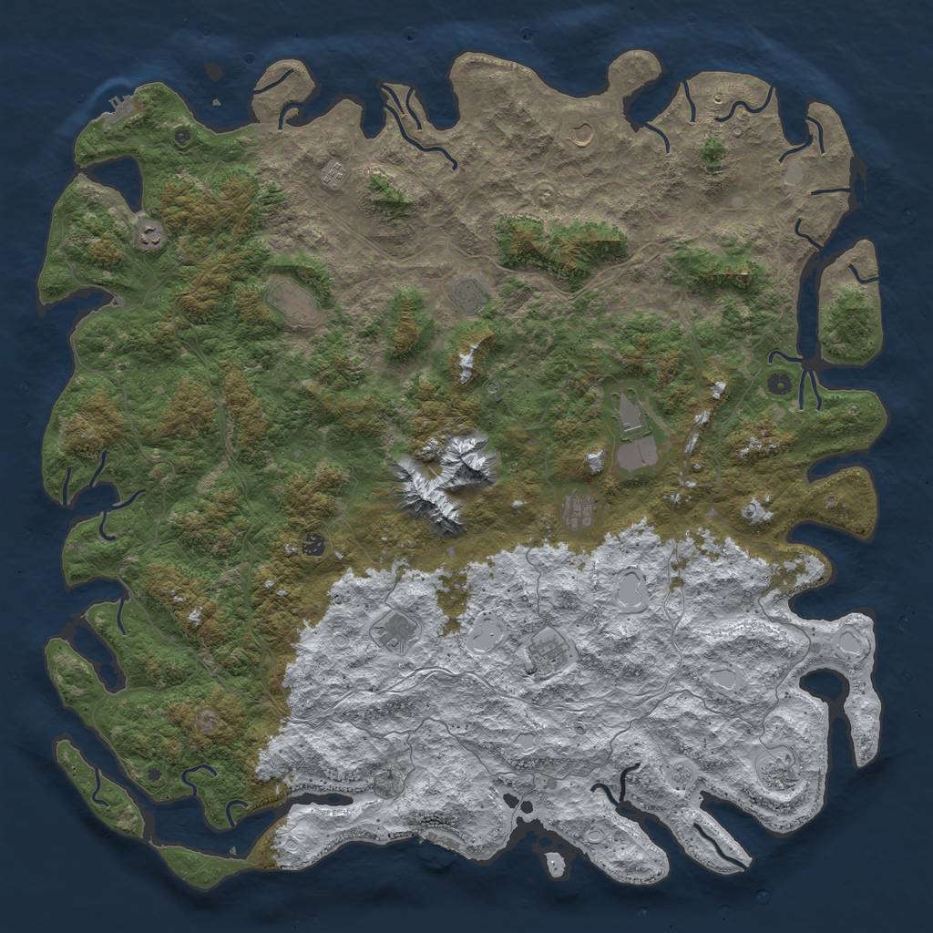 Rust Map: Procedural Map, Size: 6000, Seed: 879021, 20 Monuments