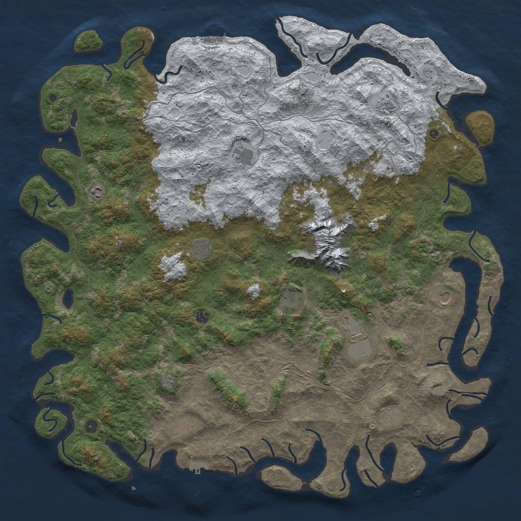 Rust Map: Procedural Map, Size: 6000, Seed: 701043, 20 Monuments