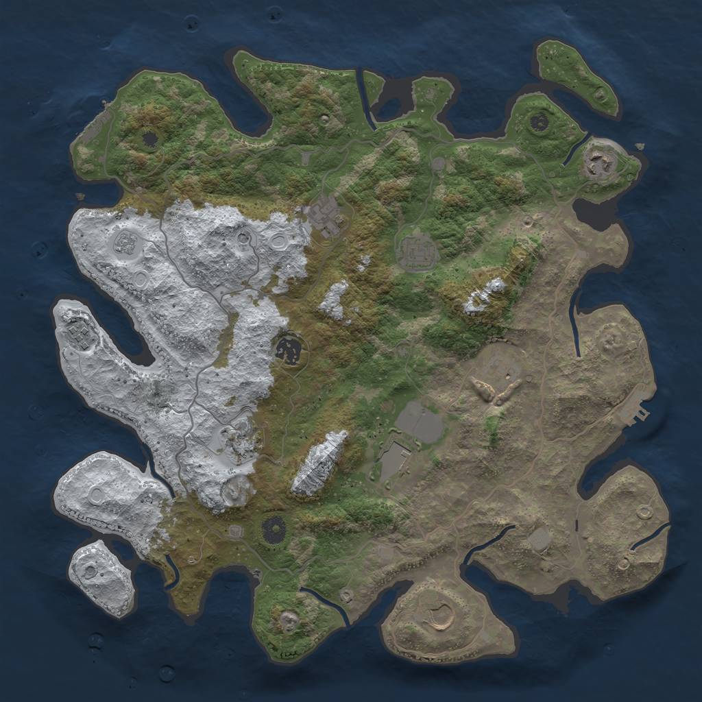 Rust Map: Procedural Map, Size: 4000, Seed: 627322568, 18 Monuments