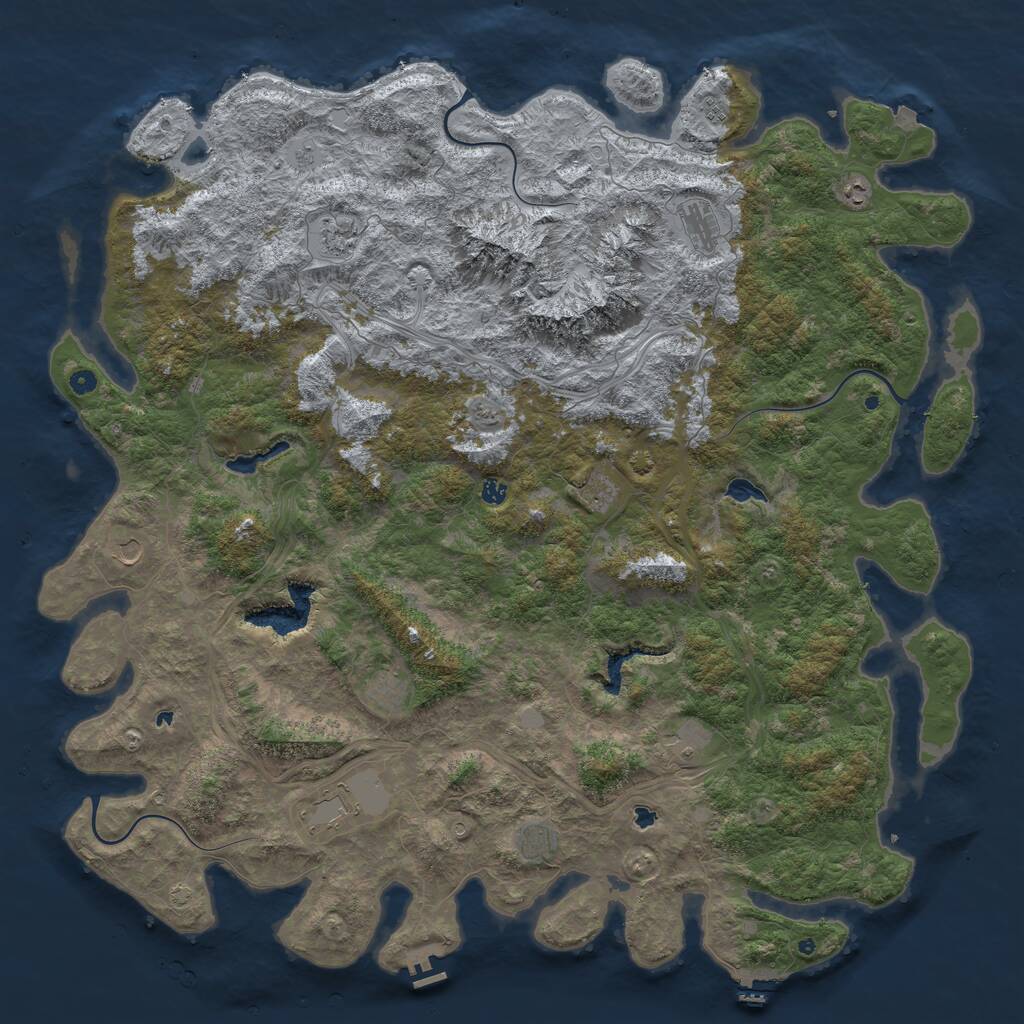 Rust Map: Procedural Map, Size: 6000, Seed: 501683, 17 Monuments