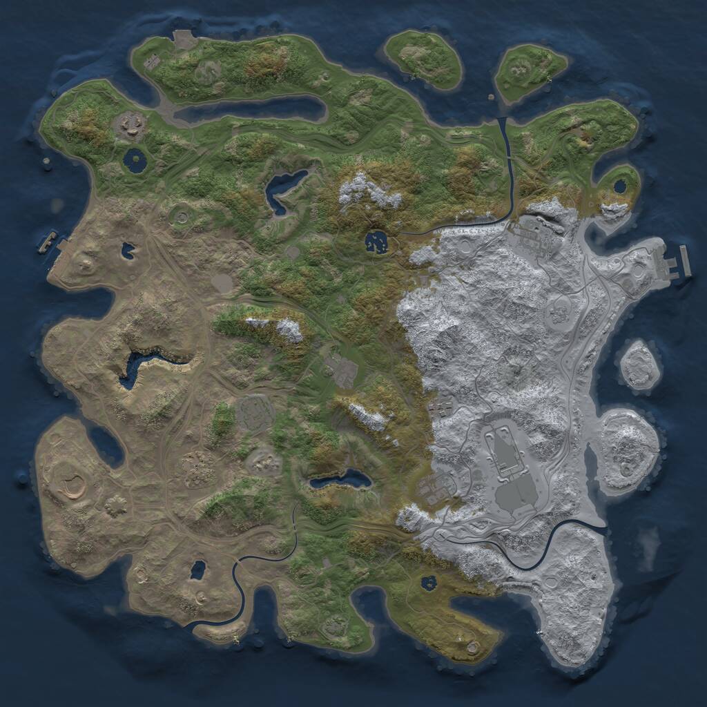 Rust Map: Procedural Map, Size: 4500, Seed: 939721848, 16 Monuments