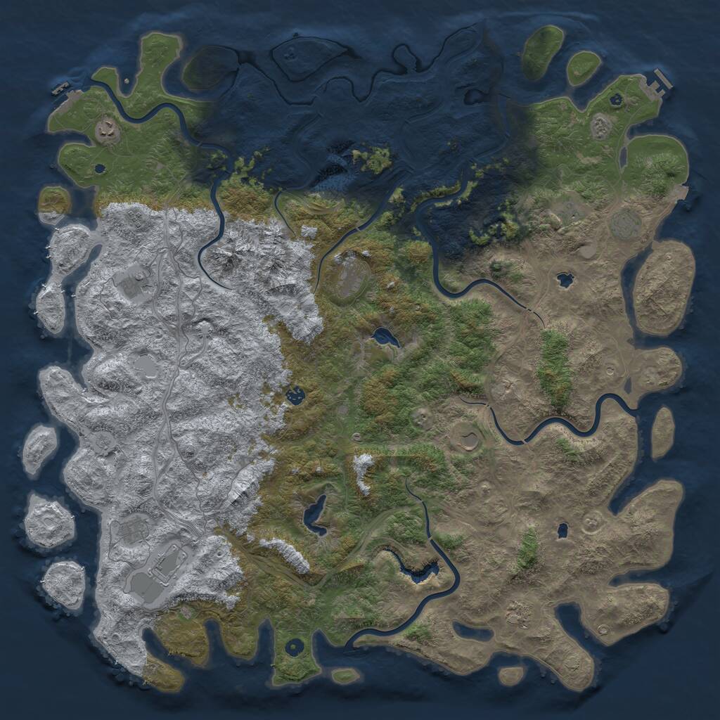 Rust Map: Procedural Map, Size: 6000, Seed: 79340, 17 Monuments