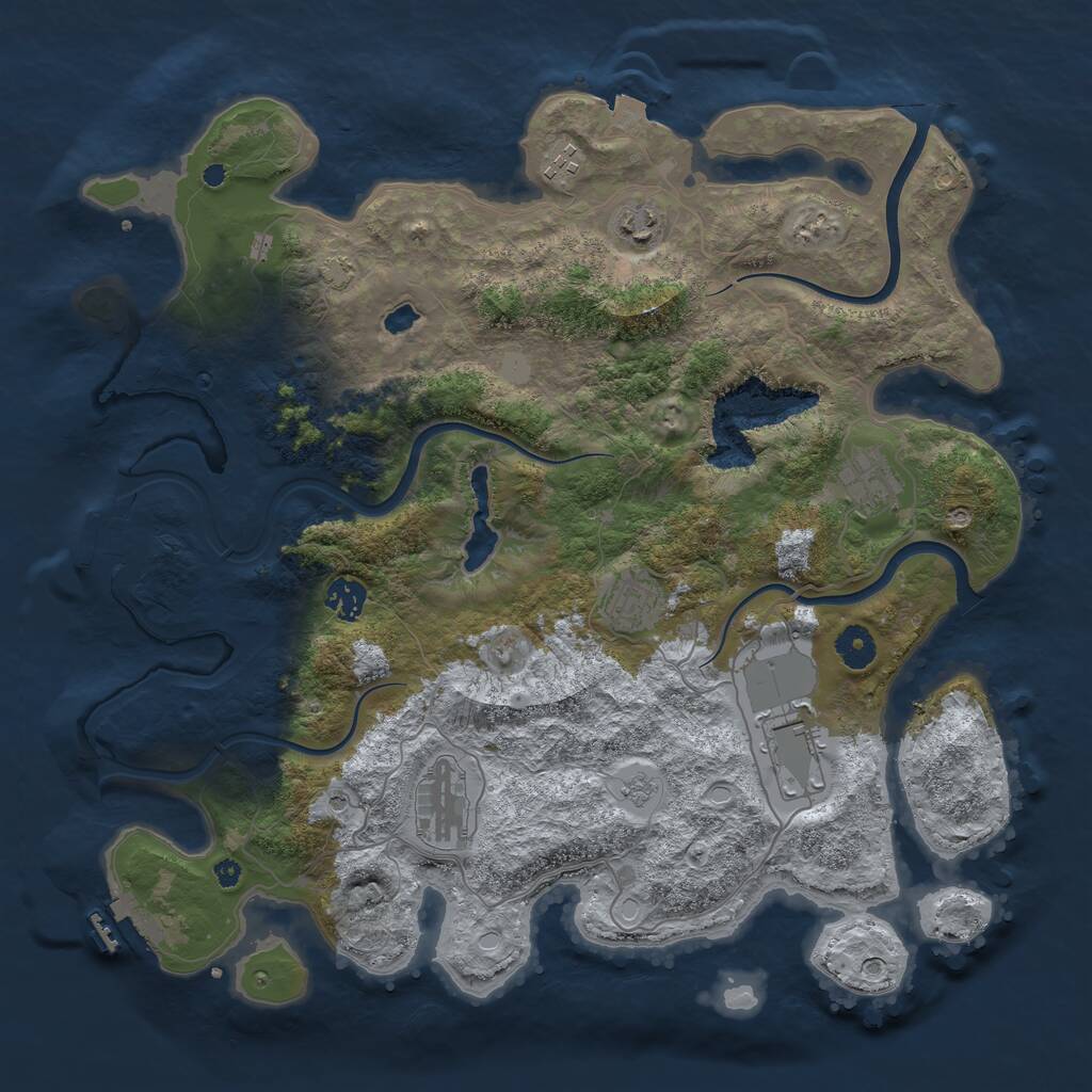 Rust Map: Procedural Map, Size: 4000, Seed: 355, 13 Monuments