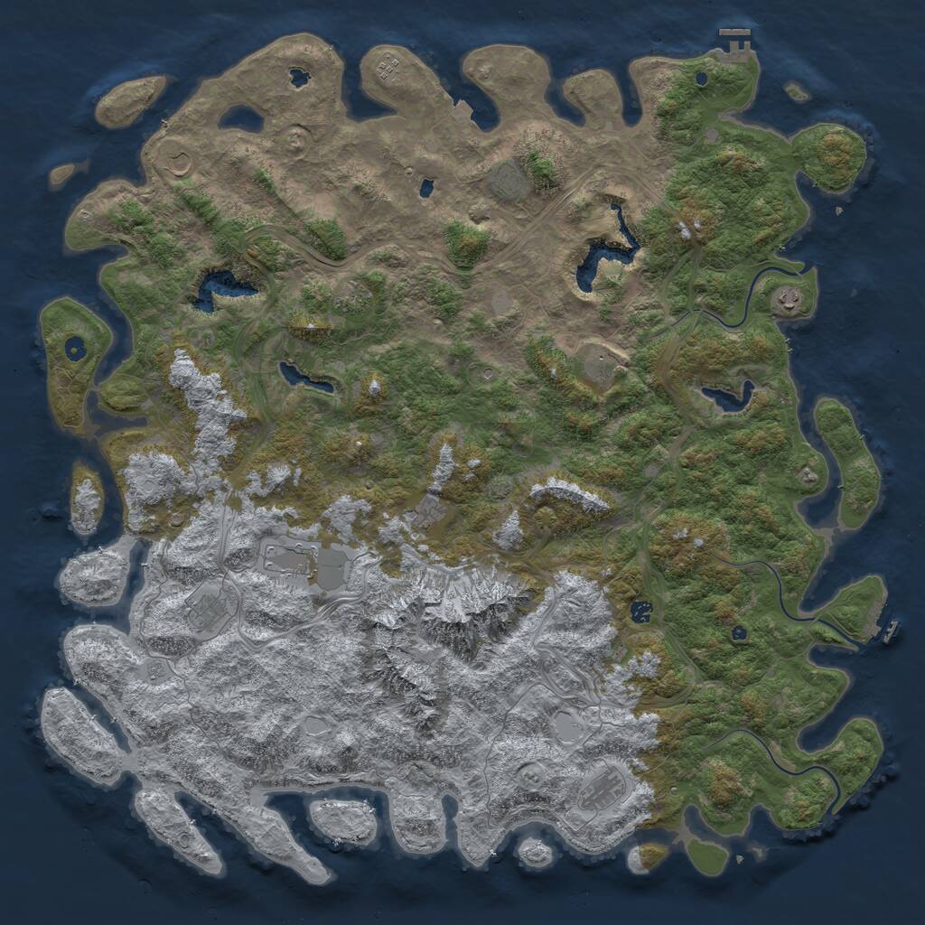 Rust Map: Procedural Map, Size: 6000, Seed: 766193, 17 Monuments