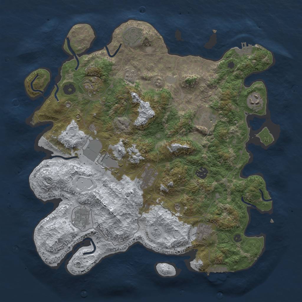 Rust Map: Procedural Map, Size: 3850, Seed: 783152344, 19 Monuments